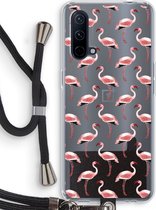 Case Company® - OnePlus Nord CE 5G hoesje met Koord - Flamingo - Telefoonhoesje met Zwart Koord - Bescherming aan alle Kanten en Over de Schermrand