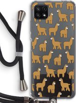 Case Company® - Samsung Galaxy A22 5G hoesje met Koord - Alpacas - Telefoonhoesje met Zwart Koord - Bescherming aan alle Kanten en Over de Schermrand