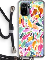 Case Company® - Xiaomi Redmi Note 10 Pro hoesje met Koord - Watercolor Brushstrokes - Telefoonhoesje met Zwart Koord - Bescherming aan alle Kanten en Over de Schermrand