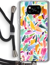 Case Company® - Poco X3 Pro hoesje met Koord - Watercolor Brushstrokes - Telefoonhoesje met Zwart Koord - Bescherming aan alle Kanten en Over de Schermrand