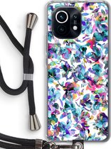 Case Company® - Xiaomi Mi 11 hoesje met Koord - Hibiscus Flowers - Telefoonhoesje met Zwart Koord - Bescherming aan alle Kanten en Over de Schermrand