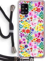 Case Company® - Samsung Galaxy A51 5G hoesje met Koord - Little Flowers - Telefoonhoesje met Zwart Koord - Bescherming aan alle Kanten en Over de Schermrand