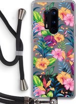 Case Company® - OnePlus 8 Pro hoesje met Koord - Tropisch 2 - Telefoonhoesje met Zwart Koord - Bescherming aan alle Kanten en Over de Schermrand