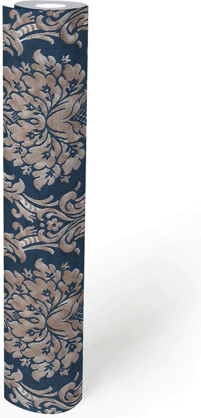 BAROK ORNAMENTEN BEHANG - Beige Blauw Creme Metallic - AS Creation Paradise Garden