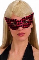 verkleedmasker dames textiel rood/zwart one-size