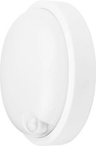 LED Tuinverlichting met Sensor - Draytron Rima - Wandlamp Buiten - 15W - Helder/Koud Wit 6500K - Mat Wit - Rond