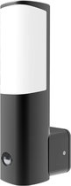 LED Tuinverlichting met Sensor - Buitenlamp - Crinton Tarin - 7W - Warm Wit 3000K - Mat Antraciet - Rond - Aluminium