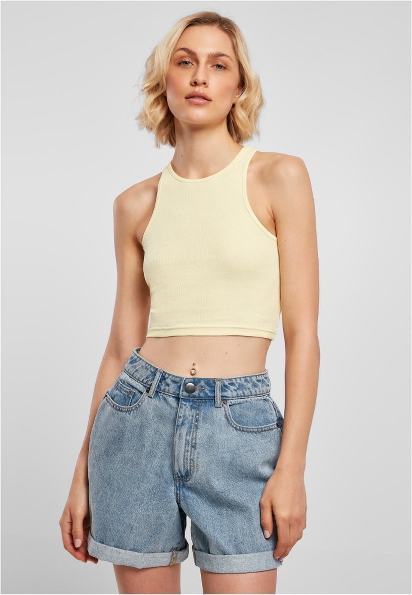 Urban Classics Rib Crop top S Geel