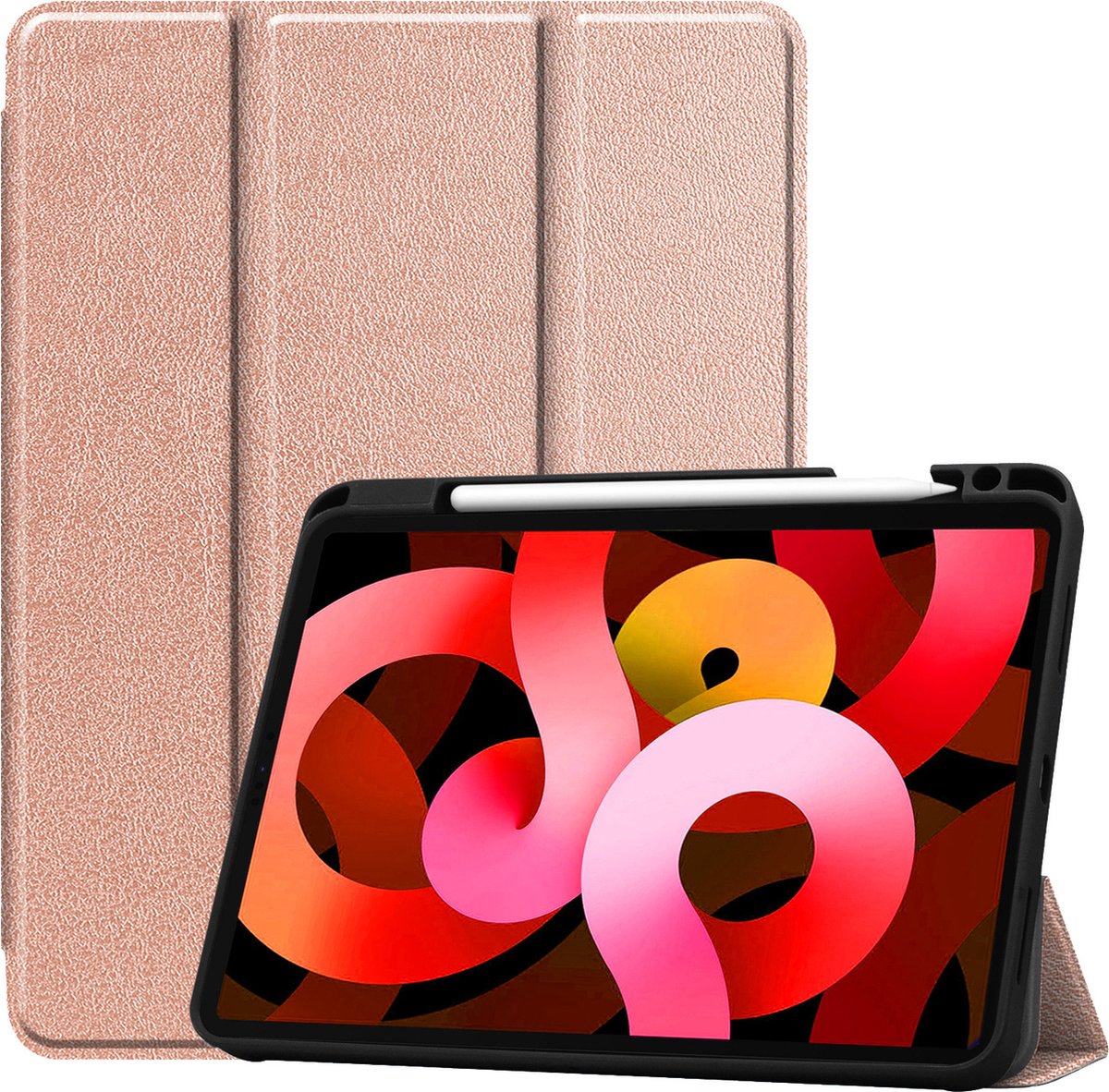 iPad Air 5 2022 Hoes Case Hoesje rose Goud Uitsparing Apple Pencil iPad