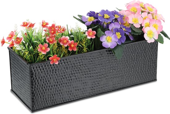 long meloen Geplooid Relaxdays plantenbak binnen - zwarte bloembak langwerpig - rechthoekige  bloempot woonkamer | bol.com