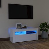 Tv-meubel met LED-verlichting 90x35x40 cm hoogglans wit