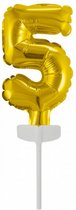 folieballon cijfer '5' 18,5 x 9 cm goud