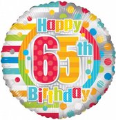 folieballon Happy 65th Birthday 45,5 cm