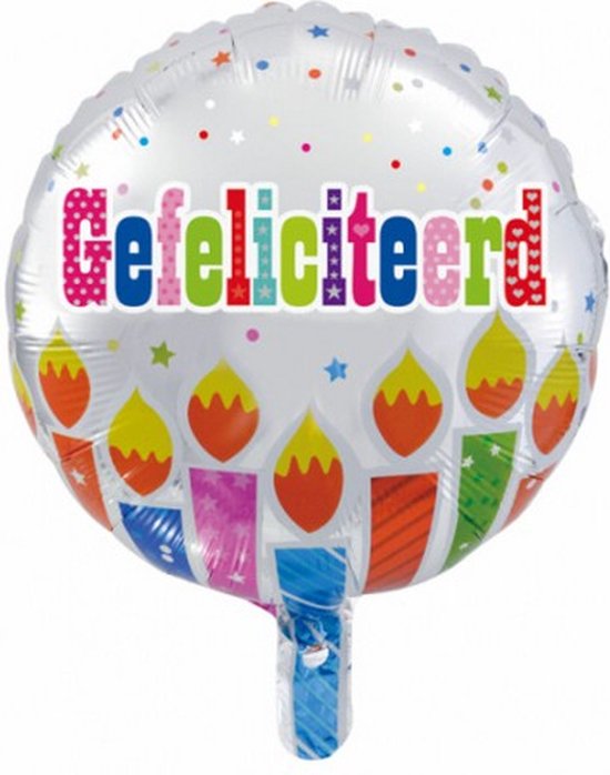 folieballon Gefeliciteerd 45 cm zilver