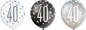 folieballon 40 latex 30 cm wit/zwart/zilver 6 stuks
