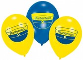 studenten ballonnen 30 cm latex geel/blauw 10 stuks
