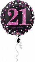 folieballon 21 jaar 43 cm zwart/roze