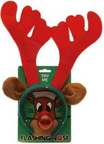 diadeem rendier PE rood/groen/bruin one-size 2-delig