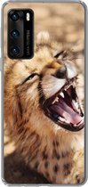 Geschikt voor Huawei P40 hoesje - Cheetah - Dier - Close up - Siliconen Telefoonhoesje