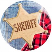 buttons sheriff Wild West 5,5 cm ijzer 4 stuiks