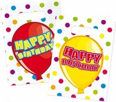 uitdeelzakjes happy birthday 17 cm wit/rood 6 stuks