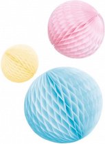 feestdecoratie Honeycombs pastel 14/18/22 cm 3 stuks