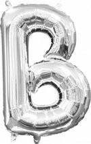 folieballon letter B 22 x 33 cm zilver