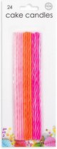 taartkaarsen 0,3 x 16,5 cm wax roze/oranje 24 stuks