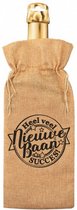 flescadeauverpakking Nieuwe Baan jute 42 cm bruin