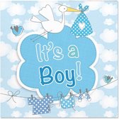 servetten 'it's a boy' 25 cm papier blauw 20 stuks