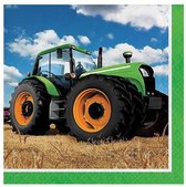 servetten tractor 33 cm papier groen/blauw 16 stuks