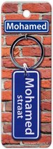 sleutelhanger straatnaam Mohamed 9 cm staal blauw