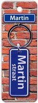 sleutelhanger straatnaam Martin 9 cm staal blauw