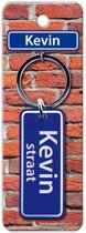 sleutelhanger straatnaam Kevin 9 cm staal blauw