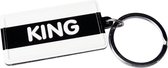 sleutelhanger King 13,5 x 4,5 cm staal zwart/wit