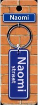 sleutelhanger straatnaam Naomi 9 cm staal blauw