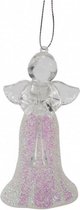 hangfiguur engel 11 cm acryl zilver/roze