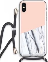 Case Company® - iPhone XS Max hoesje met Koord - A touch of peach - Telefoonhoesje met Zwart Koord - Extra Bescherming aan alle Kanten en Over de Schermrand