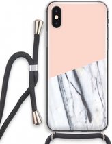 Case Company® - iPhone X hoesje met Koord - A touch of peach - Telefoonhoesje met Zwart Koord - Extra Bescherming aan alle Kanten en Over de Schermrand