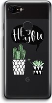 Case Company® - Google Pixel 3 hoesje - Hey you cactus - Soft Cover Telefoonhoesje - Bescherming aan alle Kanten en Schermrand