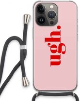 Case Company® - iPhone 13 Pro hoesje met Koord - Ugh - Telefoonhoesje met Zwart Koord - Extra Bescherming aan alle Kanten en Over de Schermrand