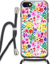 Case Company® - iPhone 7 hoesje met Koord - Little Flowers - Telefoonhoesje met Zwart Koord - Extra Bescherming aan alle Kanten en Over de Schermrand