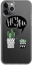 Case Company® - iPhone 11 Pro hoesje - Hey you cactus - Soft Cover Telefoonhoesje - Bescherming aan alle Kanten en Schermrand