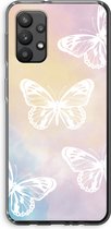 Case Company® - Samsung Galaxy A32 4G hoesje - White butterfly - Soft Cover Telefoonhoesje - Bescherming aan alle Kanten en Schermrand