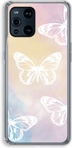 Case Company® - OPPO Find X3 Pro hoesje - White butterfly - Soft Cover Telefoonhoesje - Bescherming aan alle Kanten en Schermrand