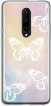 Case Company® - OnePlus 7 Pro hoesje - White butterfly - Soft Cover Telefoonhoesje - Bescherming aan alle Kanten en Schermrand