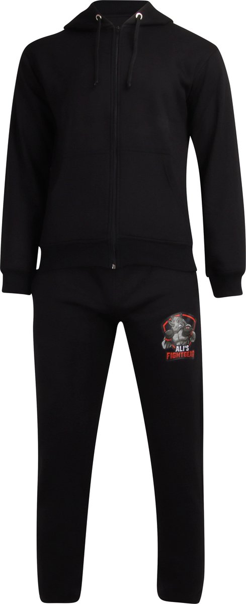Ali's fightgear - Joggingpak - Neushoorn bokser met logo op broek en vest - Maat L - trainingspak heren - joggingbroek heren - joggingpak heren - huispak heren - huispak heren volwassenen - joggingpak heren volwassenen - joggingpak jongens