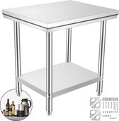 RVS Werktafel - Met Verstelbare Voeten - Commercieel - Thuis - Hotel - Restaurant - Zware Keuken Bereidingstafel - Werktafel - 60x60x80cm