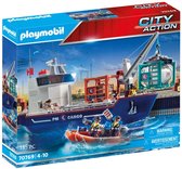 Playmobil City Action Cargo Containerschip met douaneboot