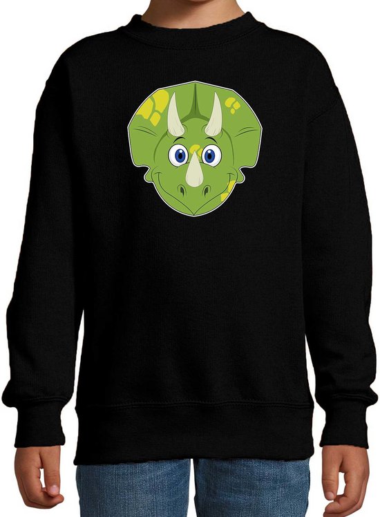 Cartoon dino trui zwart voor jongens en meisjes - Kinderkleding / dieren sweaters kinderen 134/146